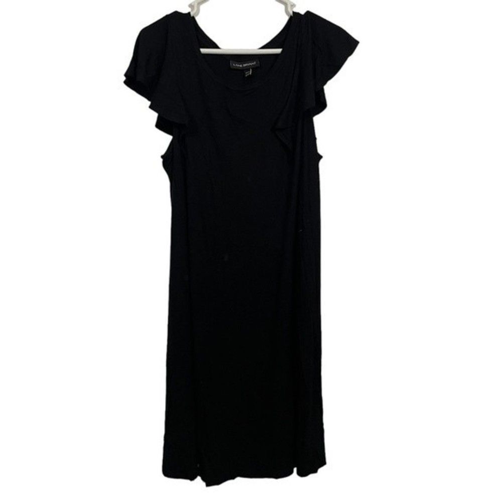 Lane Bryant Black Ruffle Cap Sleeve Midi Dress